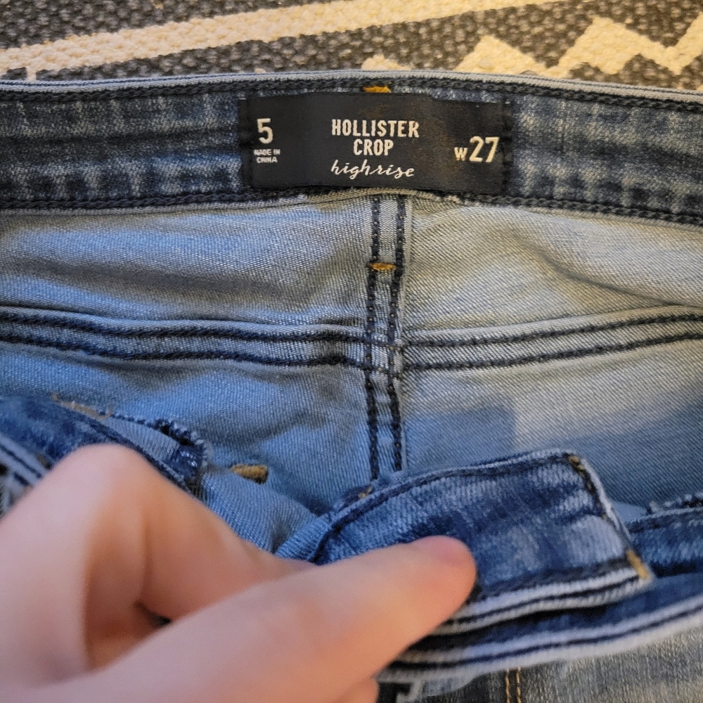 Womens Hollister Crop High rise jeans/jeggings size 5 medium wash - Picture 4 of 5
